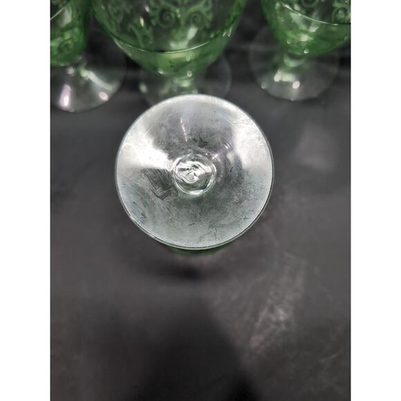 Fostoria Versailles Etched Footed Glasses, Cocktail Uranium Glasses, Set Of 4 - Picture 8 of 11